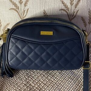 Joy and Iman Quilted Navy Crossbody Bag